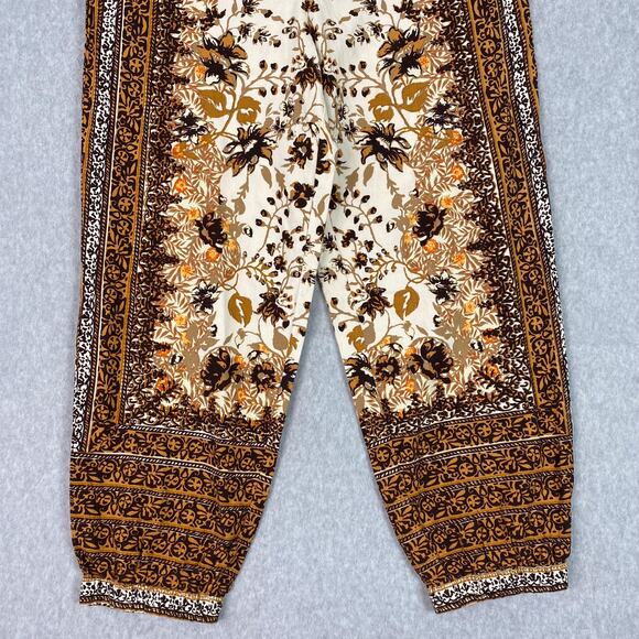 Anthropologie Printed Floral Linen Blend High Waisted Joggers Size 8 - Picture 5 of 10